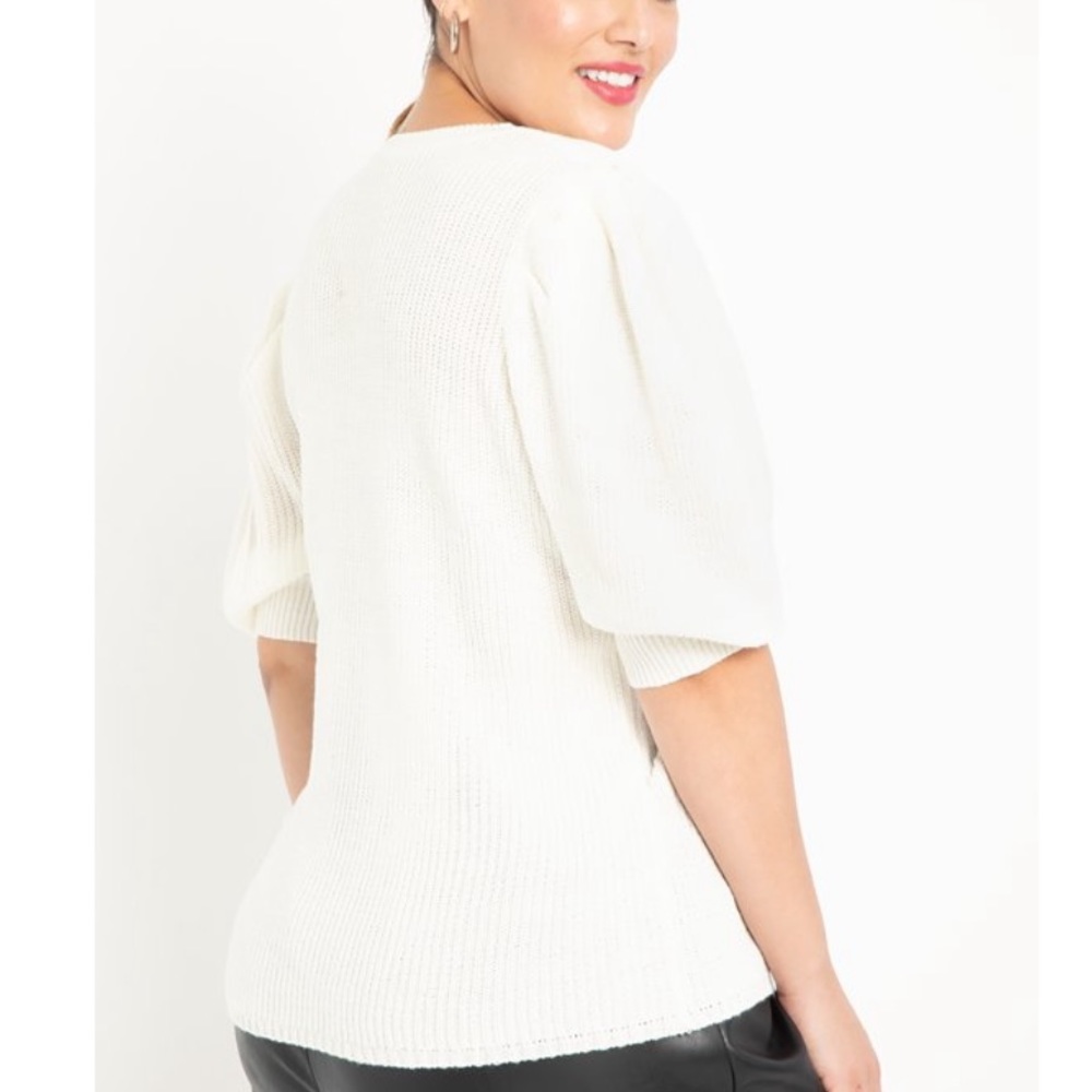 NEW Elloqui Elements Plus Puff Sleeve Sweater